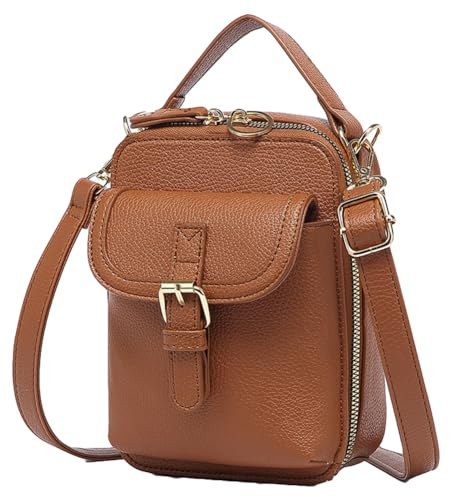 Retro PU Leather Shoulder Bag Women Phone Crossbody Purse Small Tote Handbag Mini Satchel with Zipper