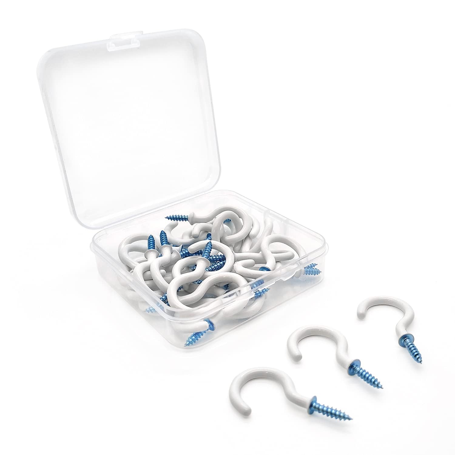 Lot De 30 Crochets à Vis WKTRSM - Revêtement Plastique Blanc - Longueur 47 Mm - Pour Intérieur/extérieur