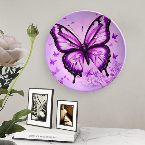 Plato decorativo Purple Butterfly de cerámica 8 pulgadas miniatura 5