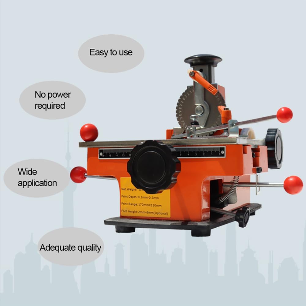 Manual Nameplate Metal Label Stamping Printer Machine Semi-Automatic Sheet Embosser with Fixture 4mm