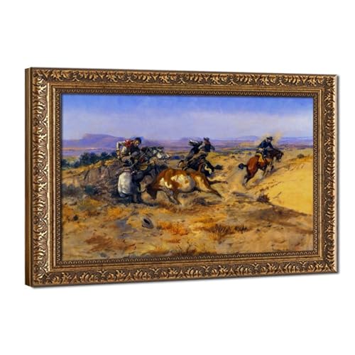 Toile cowboys Charles M Russell décoration murale salon et bureau style rustique vintage