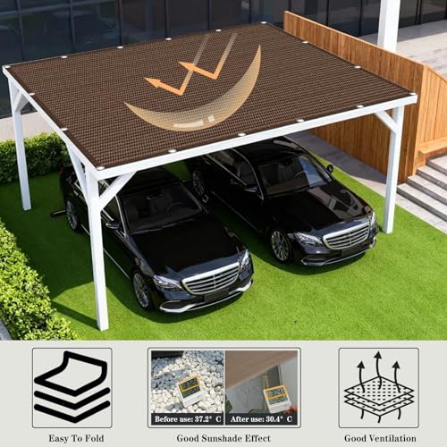 Toile ombrage 2x2m marron avec oeillets pour jardin et serre