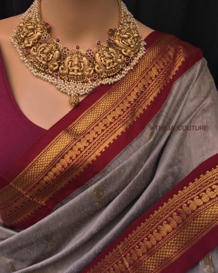 Image of South Cotton Gadwal Saree for Women | Celebrity Inspired Traditional Ethnic Wear | Chettinad & Kalyani Cotton Sarees | Soft Cotton Saree with Blouse Piece