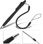 Xiaokeis 2 Pcs Portable Spring Rope Stylus Pen, Scratch Proof Pen with Stylus Tip Touch Pen for Touchscreen, Stylus Pen for Touch Screens Touch Pen for Drawing, Sketching and Note-Taking(Black)