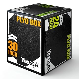 Yes4All KX7W Soft Plyo Box with Wooden Core, 76,2 cm x 61 cm x 50,8 cm made of soft foam, crossfit, MMA, plyometric training, 3 in 1 jump box with wooden core, version Sport Black