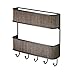 mDesign Wall Mount Metal Woven Mail Organizer Storage Basket - 2 Tiers, 6 Hooks - for Entryway, Mudroom, Hallway, Kitchen, Office - Holds Letters, Magazines, Coats, Leashes, Keys - Bronze