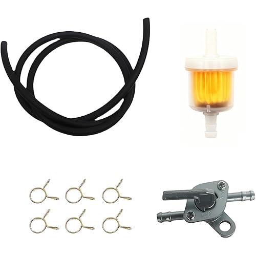 Dirt Bike Gas Fuel Hose Line, Motorcycle Petrol Fuel Line Hose Oil Pipe Tube with Gas Clamps Valve & Filters, Motorbike Accessories, Compatible with 110cc 50cc 125cc (Black)