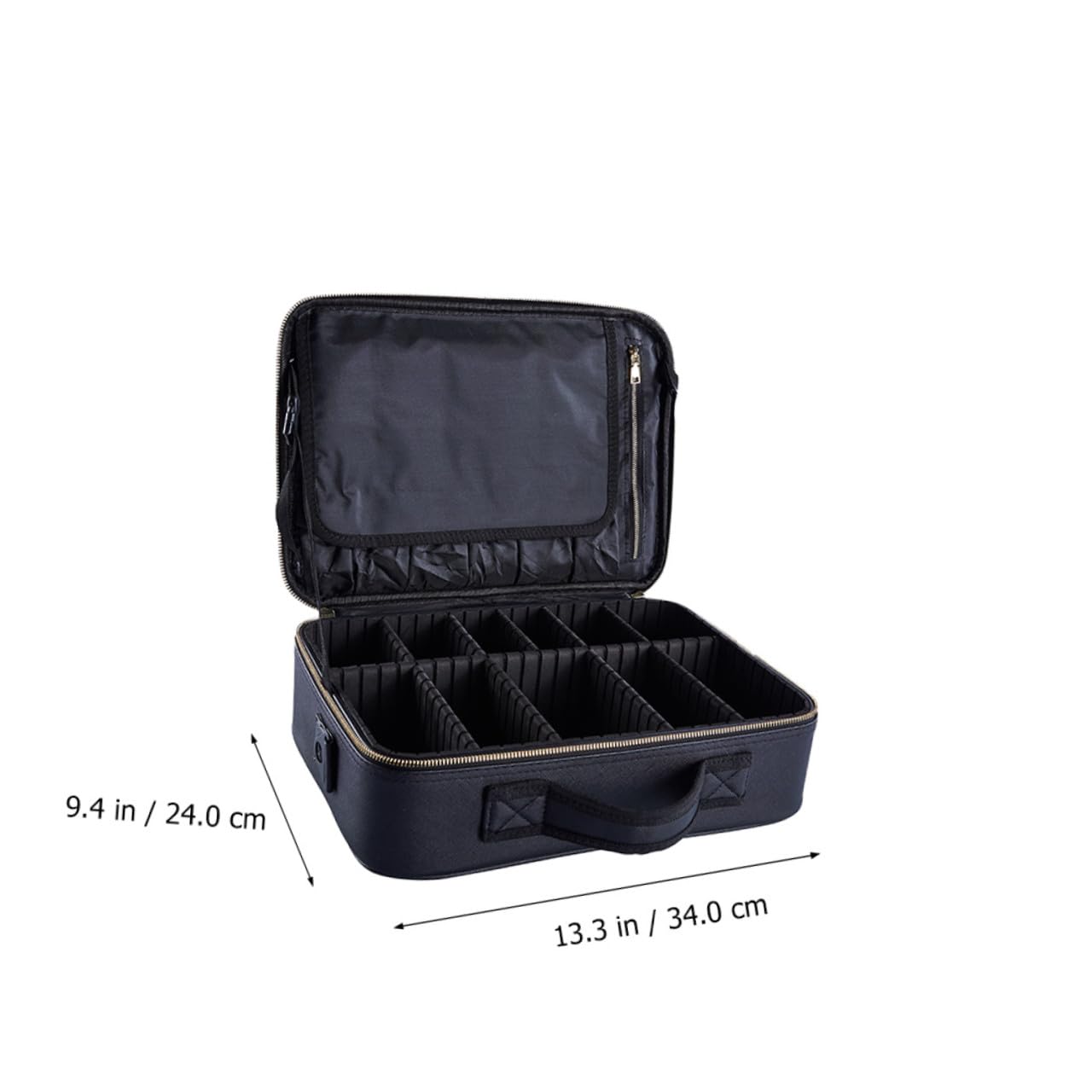 Abaodam Borsa per Cosmetici da Viaggio Portatile Oxford Nero Design a Griglie e Manico, Facile da Trasportare, per Organizzare Prodotti di Bellezza e Accessori