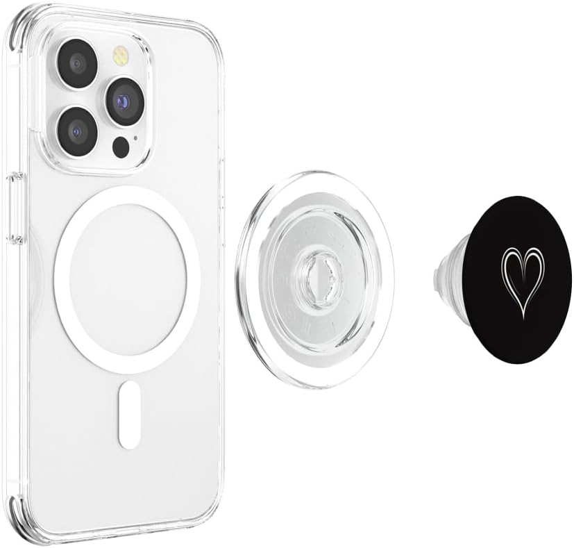 Minimalist Heart On Black Love PopSockets PopGrip for MagSafe