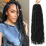 24 Inch Soft Locs Crochet Hair 8 Packs Pre Looped Faux Locs Crochet Braids Goddess Locs Hair For Black Women（24Inch 8pcs,1B）