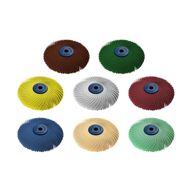 Dedeco Sunburst 3" TC Radial Disc Assortment – 3-Ply Aluminum Oxide (A/O) – 8-Piece Kit with 1/4" Arbor for Smoothing & Surface Finishing