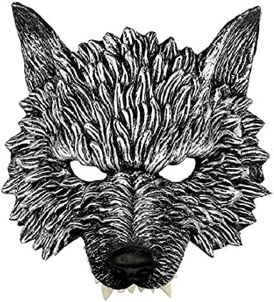 KIHOARL Wolf Mask Halloween Half Face Werewolf Mask Animal Masquerade Mask for Cosplay Costume