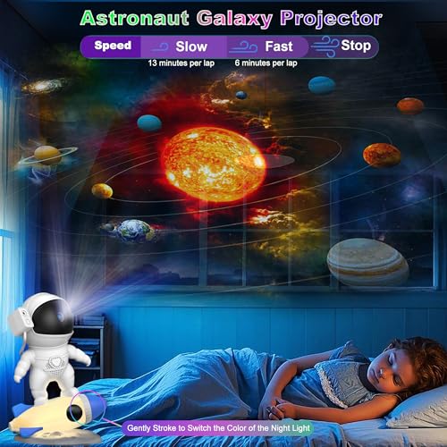 Image of Astronaut Galaxy Projector for Bedroom, HD Galaxy Light Projector with Timer and 360 Rotation, Planetarium Projector with 13 Film Discs and 9 Colors, Star Projector Gift for Kids