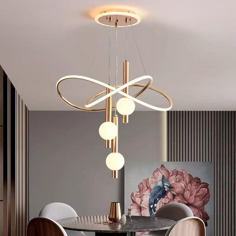 Image of LED Chandelier for Dining Table, Height-Adjustable Hanging Lamp for Breakfast Table, Hanging Light for Home Decoration (CH49 GD)