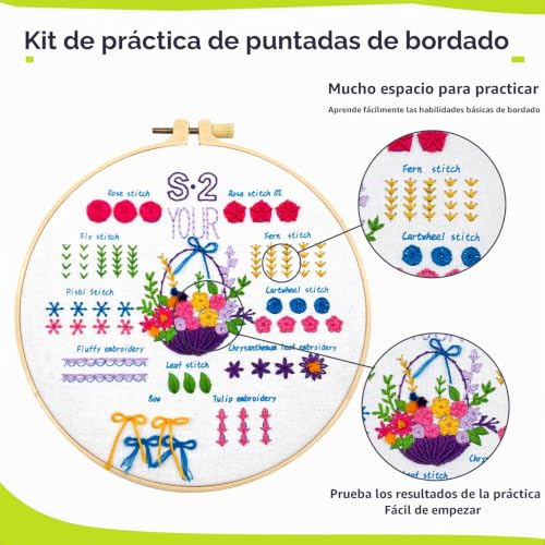 Miniatura 3 de Xiruiubao Kit Bordado Principiantes, Kits Para Bordar Inicio, Embroidery Kit, Punto De Cruz Completo Para Adultos, Bricolaje Manualidades