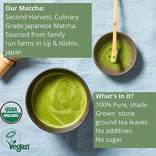 Matcha Green Tea Powder - Organic Culinary Grade Matcha, Second Harvest For Lattes & Drinks, Pure, Authentic Japanese - 125 Servings 250G Bulk Size [8.8Oz] - Antioxidants, Energy & Health #TOP2