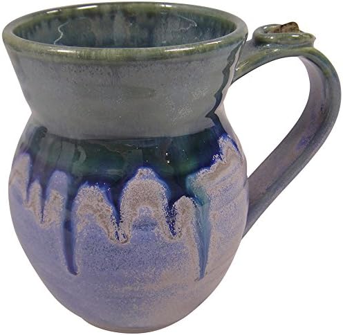 Healing Stone Mugs, Handcrafted Unique Mugs Feature Energy Stones (Peace/Reflection: Blue Green with Jade)
