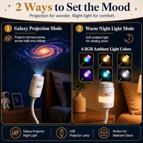KYLECAIT Galaxy Projector Night Light, 2-in-1 Star Projector with 13 Films - image 4