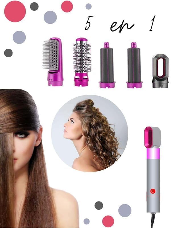 Image of Techking (๐๐ ๐๐๐๐๐ ๐๐๐๐๐๐๐๐) 5 in 1 Hot Air Styler Hair Dryer Comb Multifunctional Styling Tool for Curly Hair machine for Straightening Curling Drying Combing Scalp Massager For Women