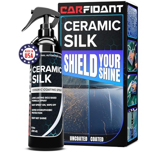 Carfidant Ceramic Silk - Ceramic Coating Spray - High Gloss, Hydrophobic Protection & Chemical Resistance for Cars, RVs & Boats - Long-Lasting Shine & Durability for Exterior Detailing - 8 fl. Oz.