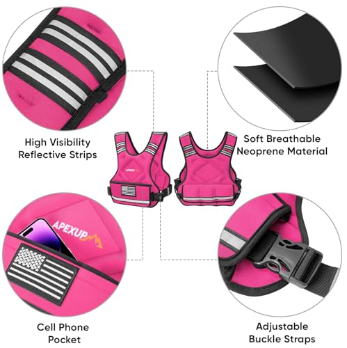 Image of APEXUP Adjustable Weighted Vest, 4-10lb /12-18lb /20-32lb Vest with 6 Ironsand Weights and Large Pocket, Weight Vest for Men Women Strength Training, Running, Walking
