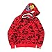 LIAOPUFUS Sudadera Bape Shark con Capucha Hombre Pullover Deportivo de Moda Estampada (1 Rojo, L)
