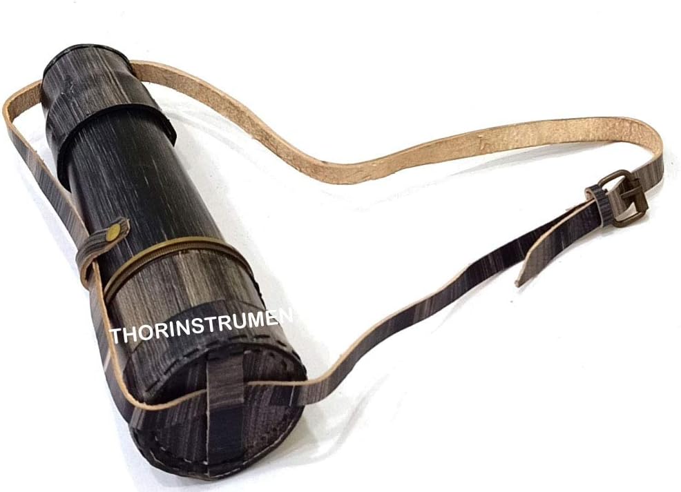 Nautical Handicrafts Antique Telescope Spyglass Pirate Maritime Handheld 18” Covered Grey Leather Marine Gift Rustic Vintage Home Decor Gifts