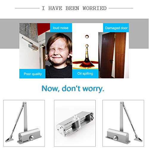 Onarway Door Closer / Closure Adjustable Automatic Size 3 Spring Hydraulic Aluminum Alloy Body For Residential And Light Commercial Use For Door Weights 99~132 Lbs, Easy Install #TOP7