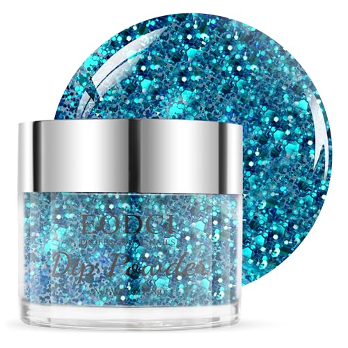 EODCI Glitter Chameleon Blue Dip Powder, 1 Oz/28g Nail Dipping Powder for DIY Manicure, Salon at Home, Easy to Use, No Nail Lamp Needed, Long Lasting, Shimmery Finish