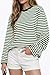 CHYRII Womens Oversized Striped Long Sleeve T Shirt Fashion 2026 Crewneck Casual Fall Spring Tops Y2K Clothes (Green M)