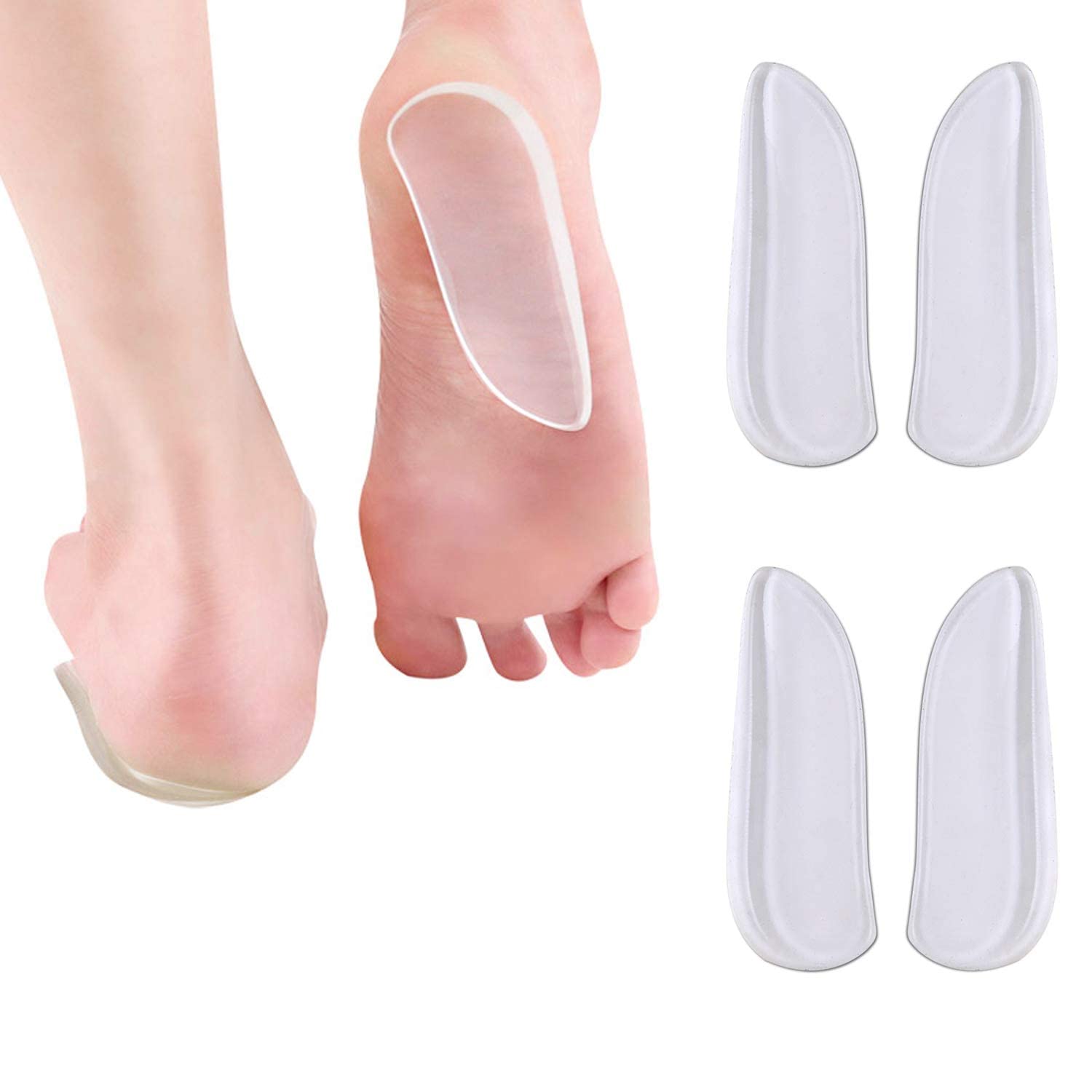 NALACAL Medial & Lateral Heel Wedge Silicone Insoles - Corrective Adhesive Shoe Inserts for Foot Alignment, Knock Knee Pain, Bow Legs, Osteoarthritis for Men and Women (2 Pairs)