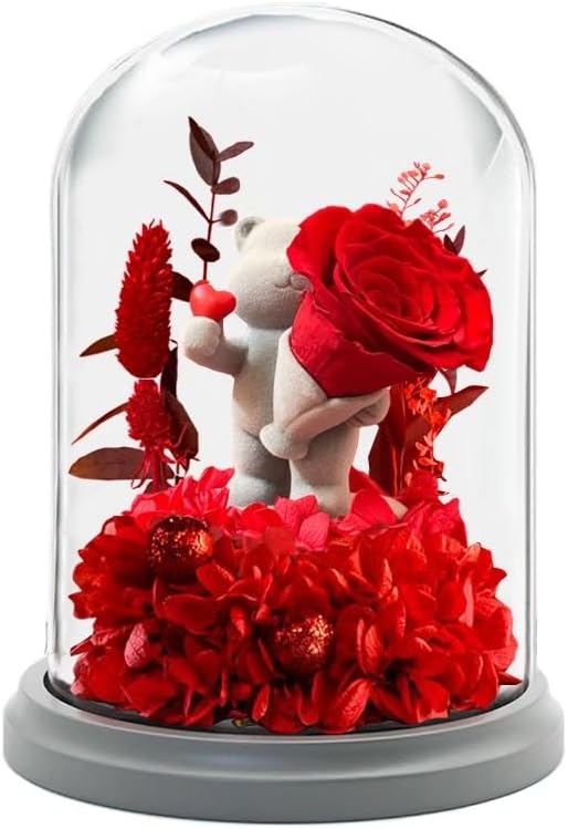 Eternal Rose Gift Box with LED Lights, Real Preserved Flower, Romantic Present for Valentine's Day, Birthday