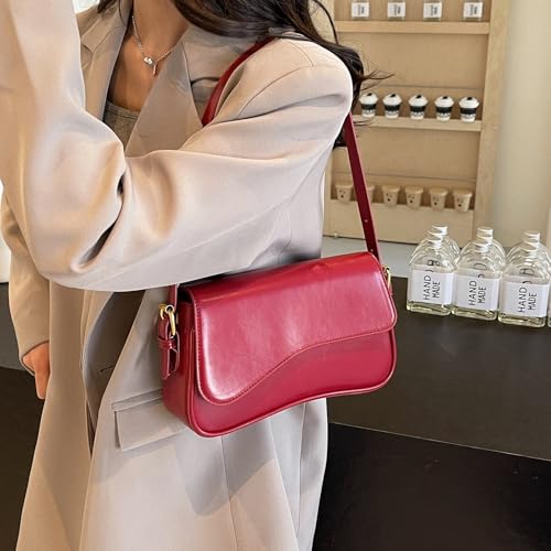 Image of Shoulder Bag for women Y2K Crossbody Vegan Leather Purse Straps Retro Clutch Hobo Hadbags with 2 Removable
