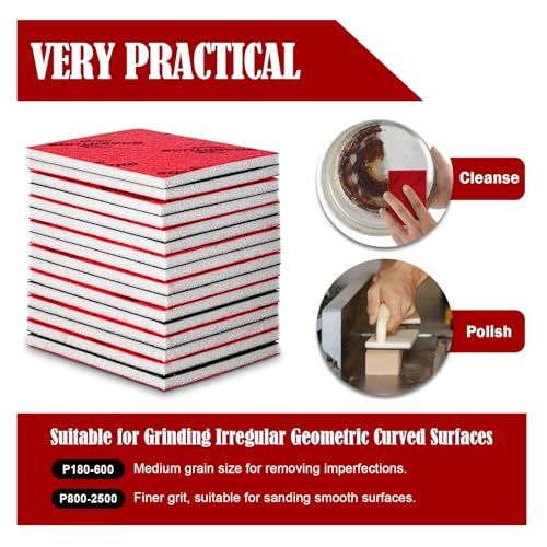 36 Stück Schleifschwamm, 800-1000 Körnung Schleifblock, Weichschaum Sand Block Nass Trocken Schleifpapier für Modell Trockenbau Metall Holz Möbel Polieren