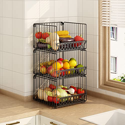 Gillas 2- Tier Closet Hanging Organizer, Clothes Hanging Shelves With Hooks, Stackable Storage Bins Foldable Closet Organizers For Clothing, Handbag, Toys, Black #TOP5