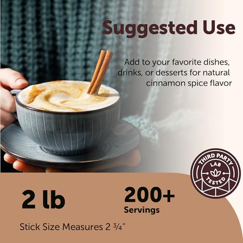 Micro Ingredients Organic Cinnamon Sticks Whole, 2lb (200+ Sticks) | Bold Aroma & Flavor | Great for Tea, Desserts & Cooking | Non-GMO, Vegan Friendly, Bulk Supply - Image 6