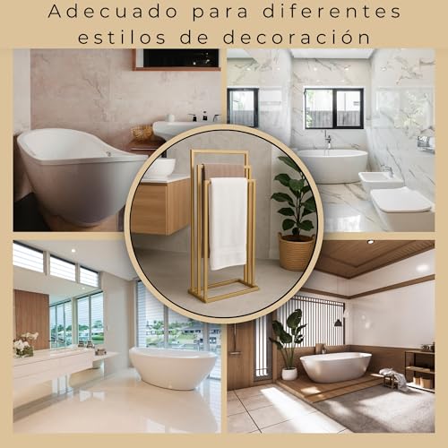 SPRINGOS Toallero de pie de metal, 86 cm de alto, 3 barras - imagen 6