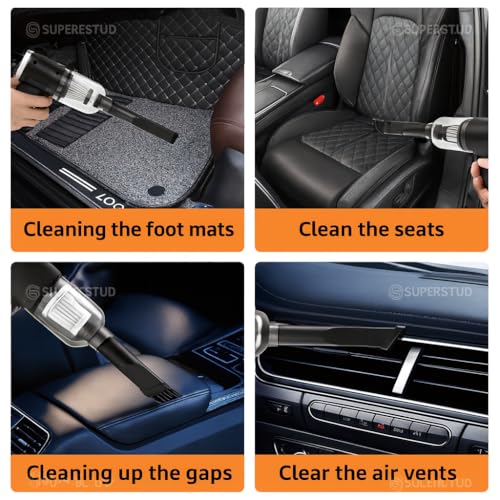 Image of SUPERSTUD Car Vacuum Cleaner 3 in 1 with 3 Attachments & Blower | Cordless Handheld Vacuum Cleaner for Wet & Dry Cleaning for Home /Office /Car /Keyboard /Travel /Sofa /Office (Black, S)