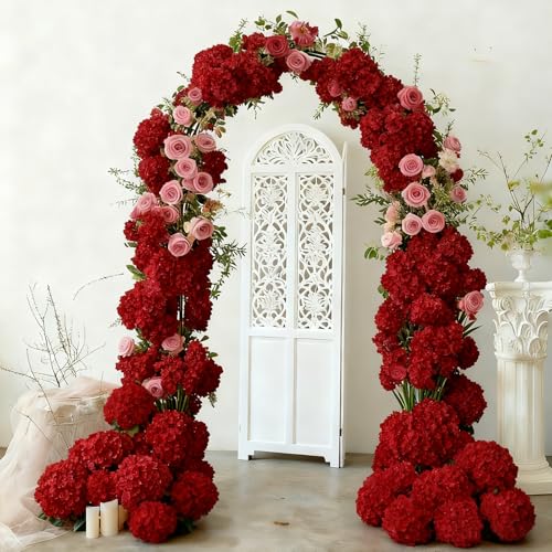 Cherica 100 Pcs Faux Deep Red Hydrangea Artificial Flowers Bulk, Fake Silk Hydrangea Flowers Heads with Stems for Wedding Decorations Garden Party Baby Shower Porch Home Decor Table Centerpieces by Cherica - Used condition - Image 7