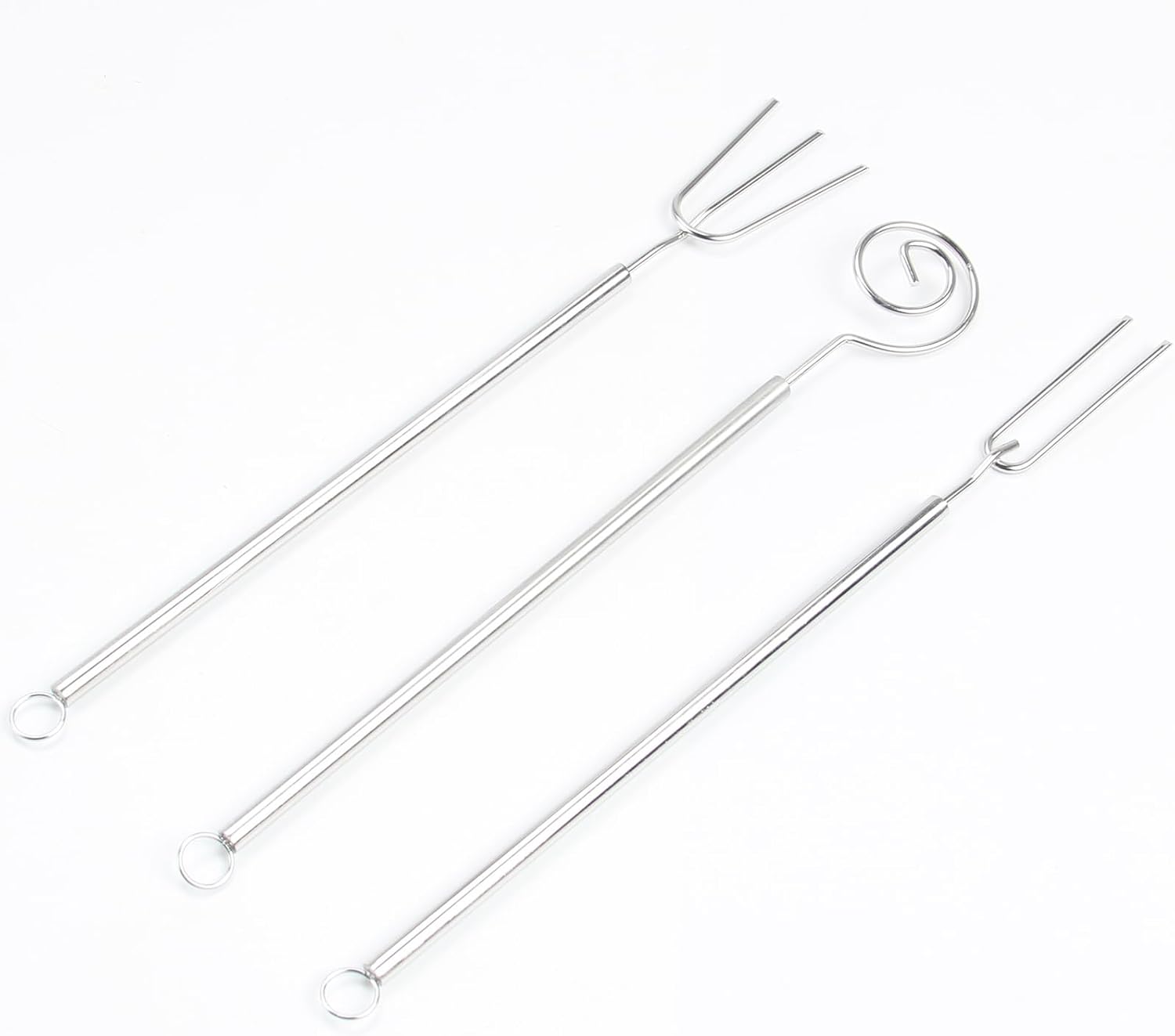 3-Piece Stainless Steel Chocolate Dessert Fork Set, Creative Chocolate Candy Dipping Tool, Includes 1 Two-Prong, 1 Spiral, and 1 Three-Prong Fork, Baking Decoration for Home Use