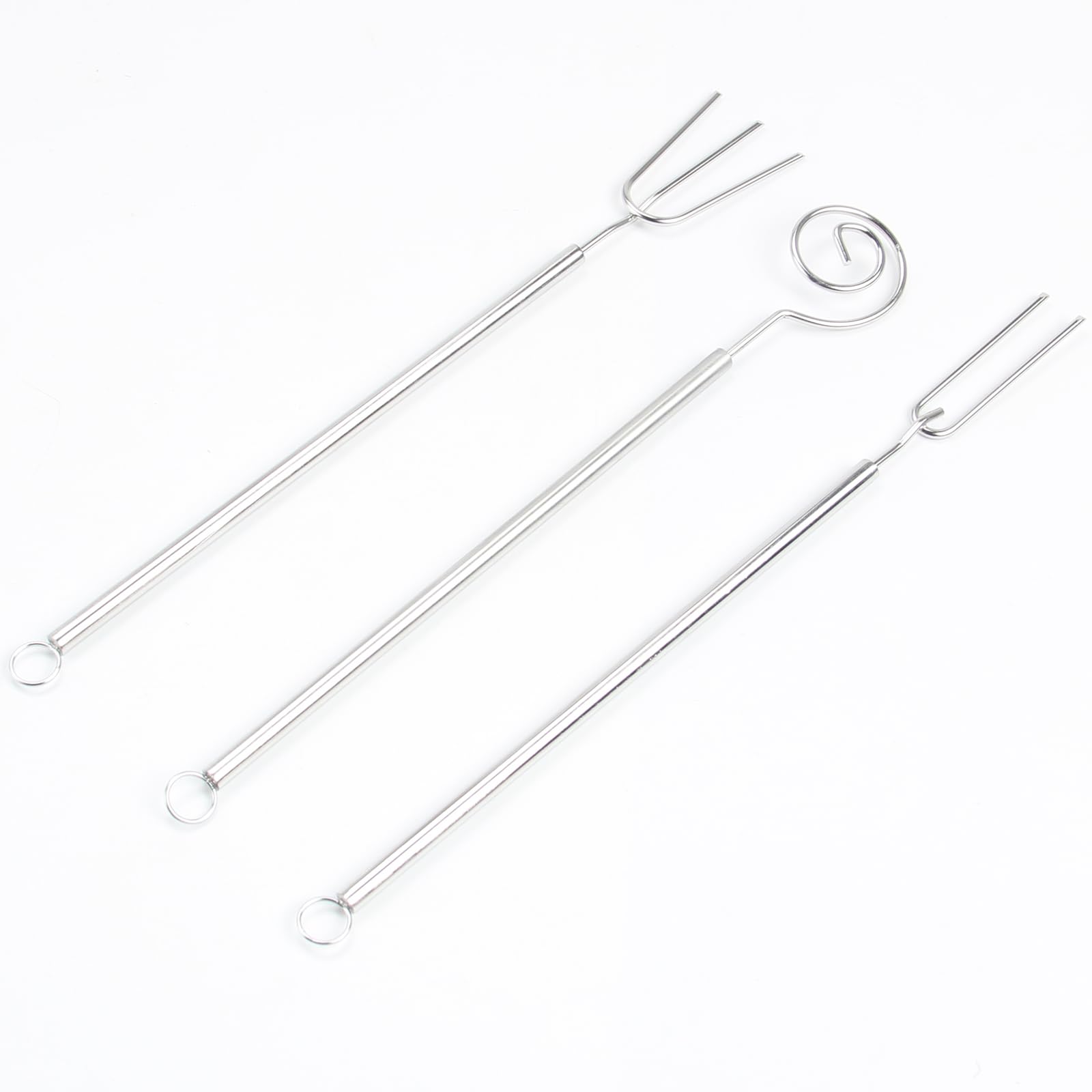 Baipesiy 3-Piece Stainless Steel Chocolate Dessert Fork Set, Creative Chocolate Candy Dipping Tool, Includes 1 Two-Prong, 1 Spiral, and 1 Three-Prong Fork, Baking Decoration for Home Use