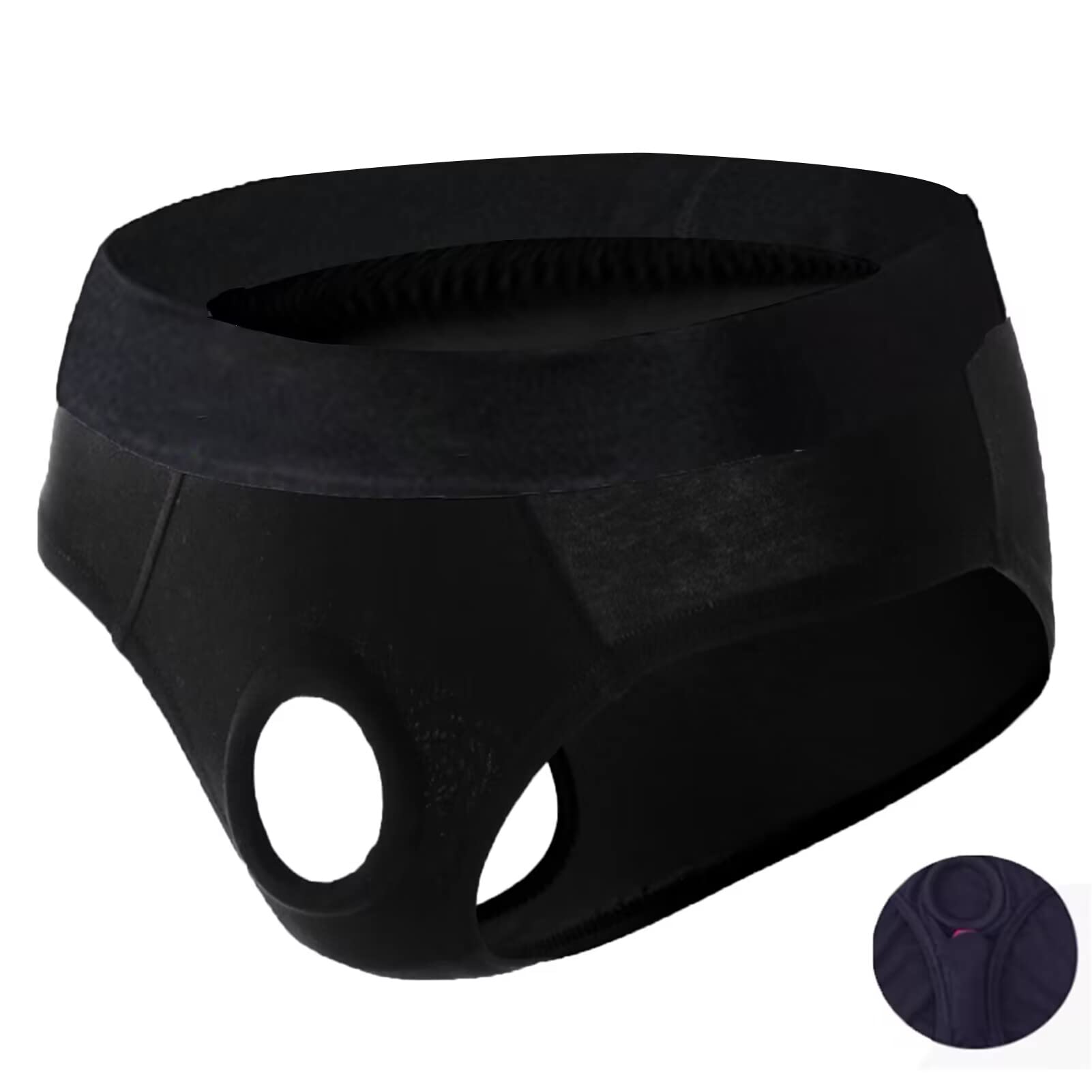 Tazerdine Strap on Harness Panties Underwear, Strapon Strapless Harness Boxers Brief for Men Women, Black, XXL