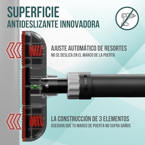 PULLUP & DIP - Marco de la puerta sin tornillos ni taladros Marco de la puerta telescópica extra segura con capacidad de carga de hasta 200 Kg. Barra antideslizant - Imagen 6