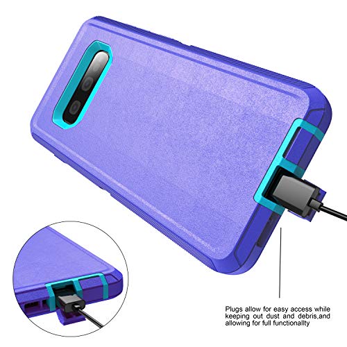 MXX Galaxy S10 Plus Case, 3 in 1 Shockproof TPU Silicone Core + PC Frame Case Cover for Samsung Galaxy S10 Plus - Purple/Light Blue