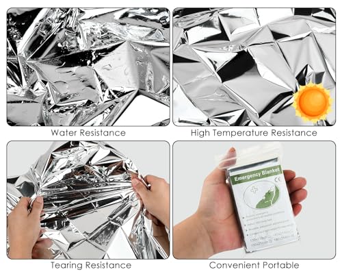 Image of DS. DISTINCTIVE STYLE 4 Pack Emergency Blanket, Thermal Blanket for Survival, Emergency Supplies Space Blanket Perfect for Outdoors, Hiking, Survival, Marathons, or First Aid, Silver