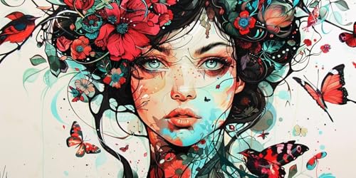 Diamant Painting Femme Papillon Kit Complet - Diamond Painting Adulte 5D DIY 60 x 120 cm