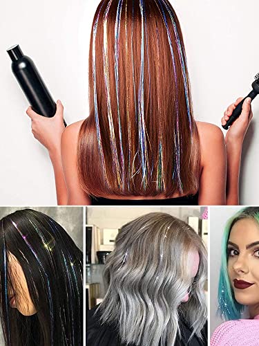 JaryforAZ Tinsel Cabelo 47inch 12 Cores Tinsel Extensões de Cabelo Brilhante Tinsel Kit com Alicate