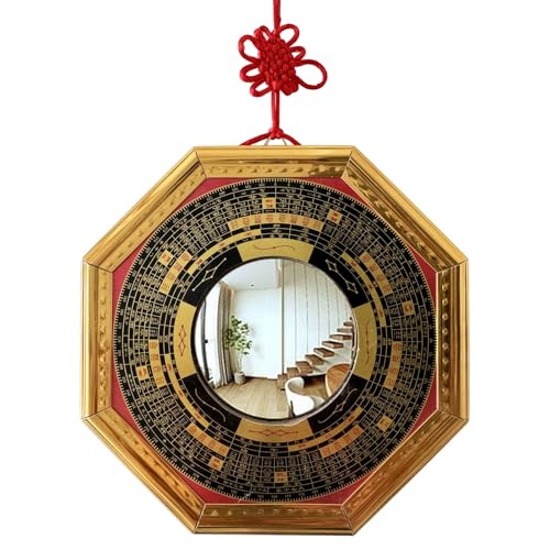 Lahviuu Bagua Miroir décoratif traditionnel chinois Feng Shui, miroir convexe pour décoration de maison, magasin, entreprise, 17,5 cm