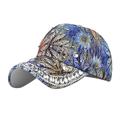 Féminine - Perceuse à Imprimé Floral Casquette de Baseball Réglable Chapeau Visière Étoile Casquette Rouge Adolescents, bleu, taille unique