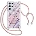 Produktbild Greneric Handykette Hülle für Samsung Galaxy S21 Ultra 5G, Marmor Glitzer Necklace Hülle mit Kordel Transparent Silikon Handyhülle mit Kordel zum Umhängen Schutzhülle mit Band in Roségold